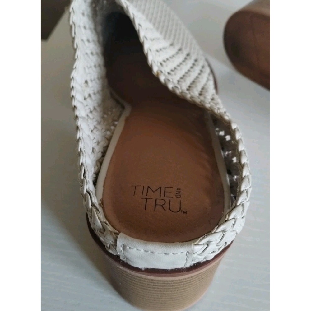 Time and Tru Womens Ladies Ivory Woven Slip On Chunk Heel Mules Shoes Sz 10 - Picture 6 of 6